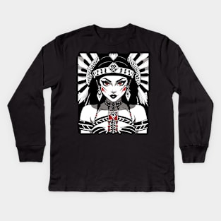 Dark Wolf of the Tongva people Kids Long Sleeve T-Shirt